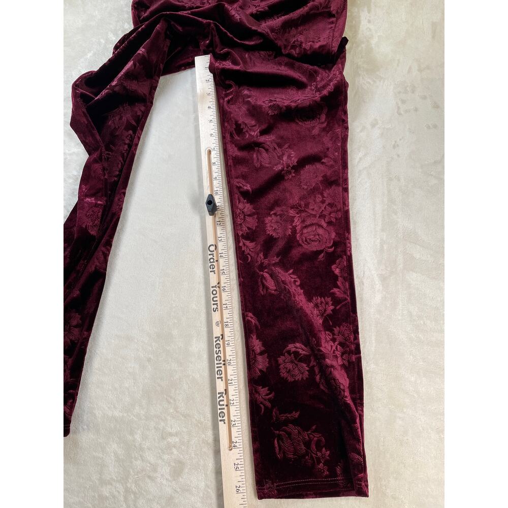 Vintage Womans Dead Stock Y2k Wine Velour Off the Shoulder Crop Top Pant Set L - Picture 8 of 16